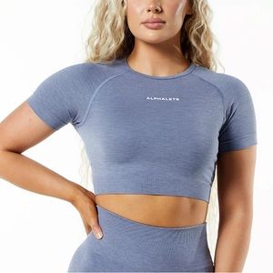 amplify crop top - french blue - size medium